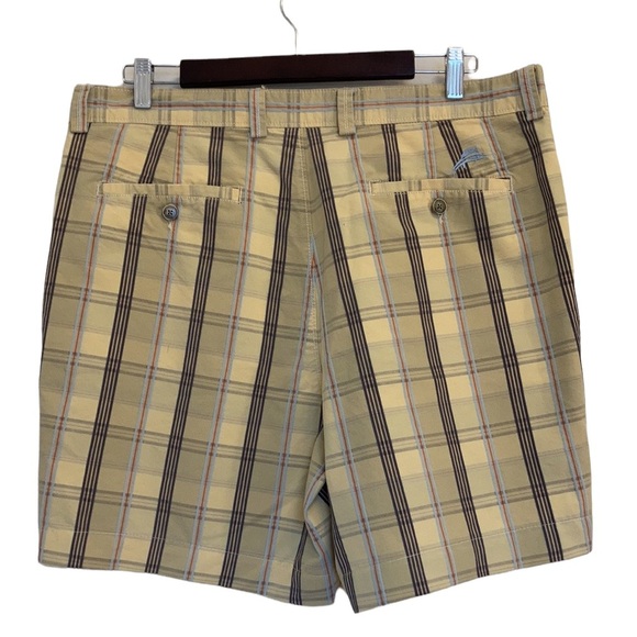 Tommy Bahama Shorts Mens 36 x 6 Yellow Plaid Cotton Silk Chino - Picture 2 of 9